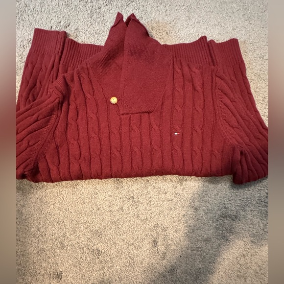 NEW TOMMY HILFIGER CABLE KNIT SHAWL COLLAR WOOL COTTON PULLOVER LARGE - Picture 8 of 9